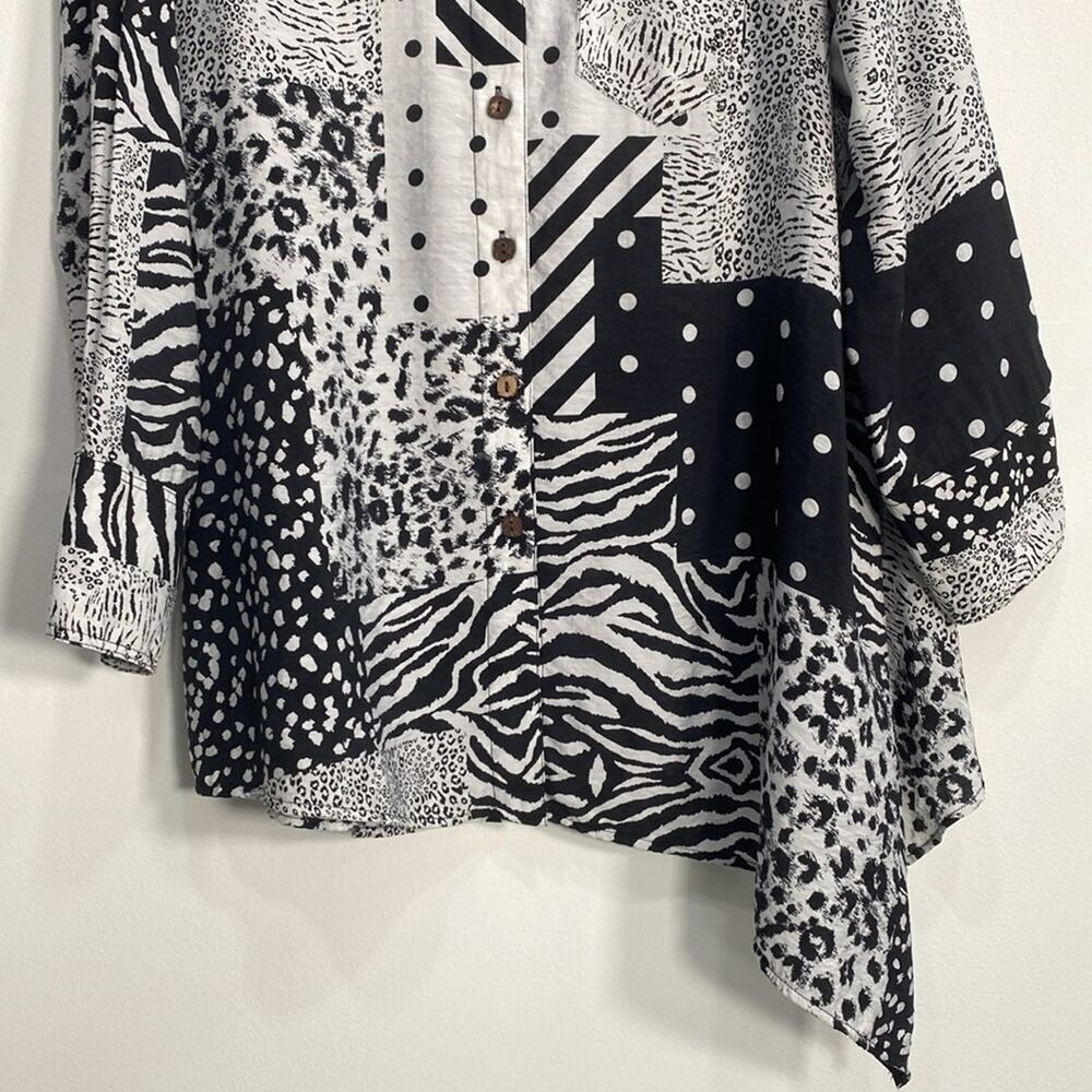 Multiples Boho Top Mixed Media Patchwork Asymmetr… - image 3